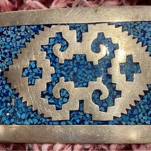 Vintage  Alpaca brand  Navajo design  Belt buckle